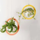 Hanging Flower Vase in Steel and Ceramic Made in Italy - Leotta Viadurini