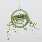 Hanging Flower Vase in Steel and Ceramic Made in Italy - Leotta Viadurini