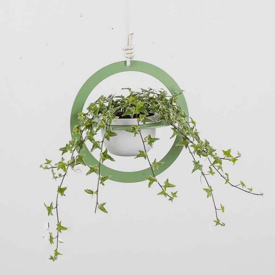 Hanging Flower Vase in Steel and Ceramic Made in Italy - Leotta Viadurini