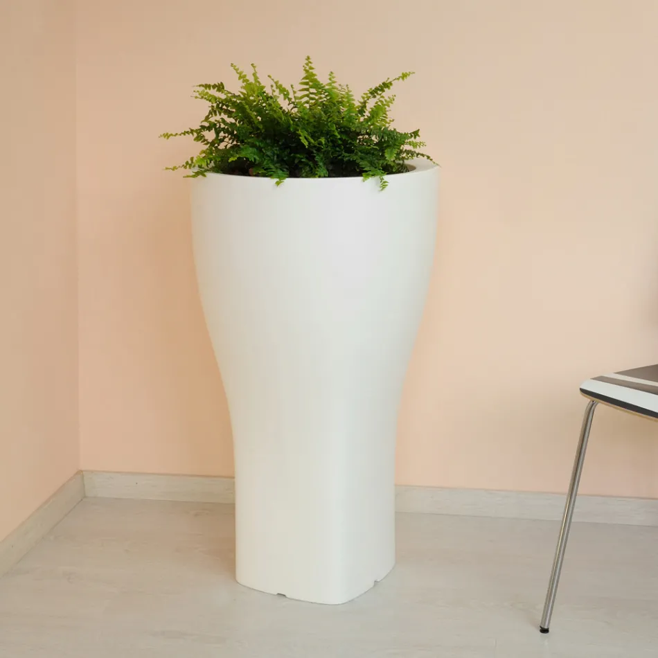 Round Colored Garden Pot in Polyethylene Made in Italy - Tremont Viadurini