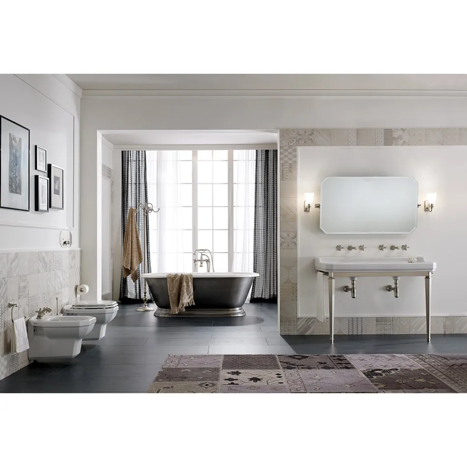 White Ceramic Hanging Vase in Classic Style, Made in Italy - Nausica Viadurini