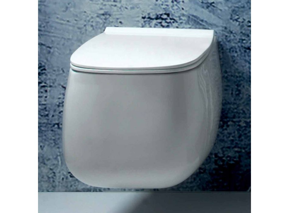 Modern design white ceramic suspended vase Gaiola, made in Italy Viadurini