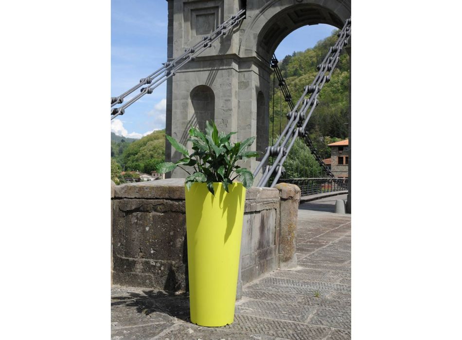 Round Fluo Colored Garden Vase with Light Made in Italy - Avanas Viadurini