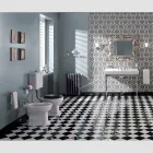 Floor-mounted WC with Ceramic Cassette and Made in Italy Black Seat - Marwa Viadurini