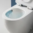 Aralia White Ceramic Floor-Mounted Cyclonic Toilet with Soft-Close Seat Viadurini