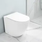 Aralia White Ceramic Floor-Mounted Cyclonic Toilet with Soft-Close Seat Viadurini