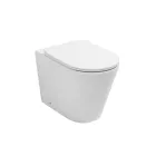 Floor-mounted toilet with slim soft-close seat in white ceramic - Salice Viadurini