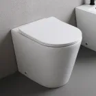 Floor-mounted toilet with slim soft-close seat in white ceramic - Salice Viadurini