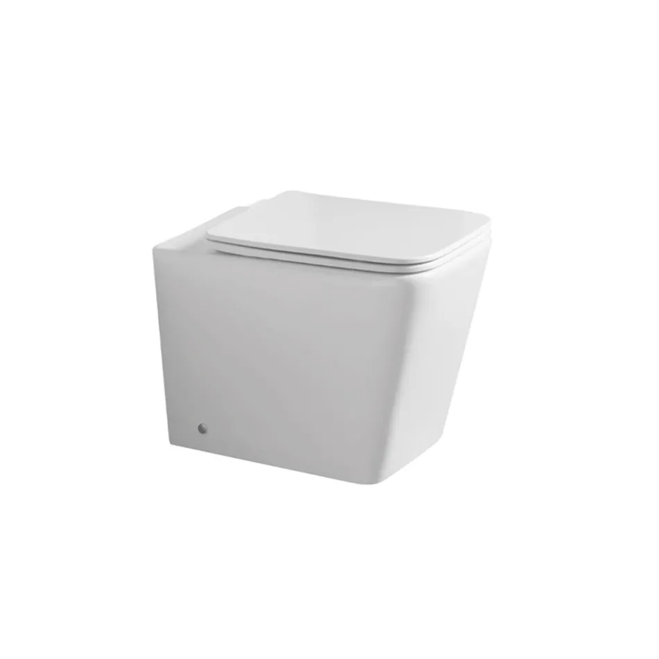 Floor-mounted toilet with soft-close ceramic seat and modern design - Giunco Viadurini