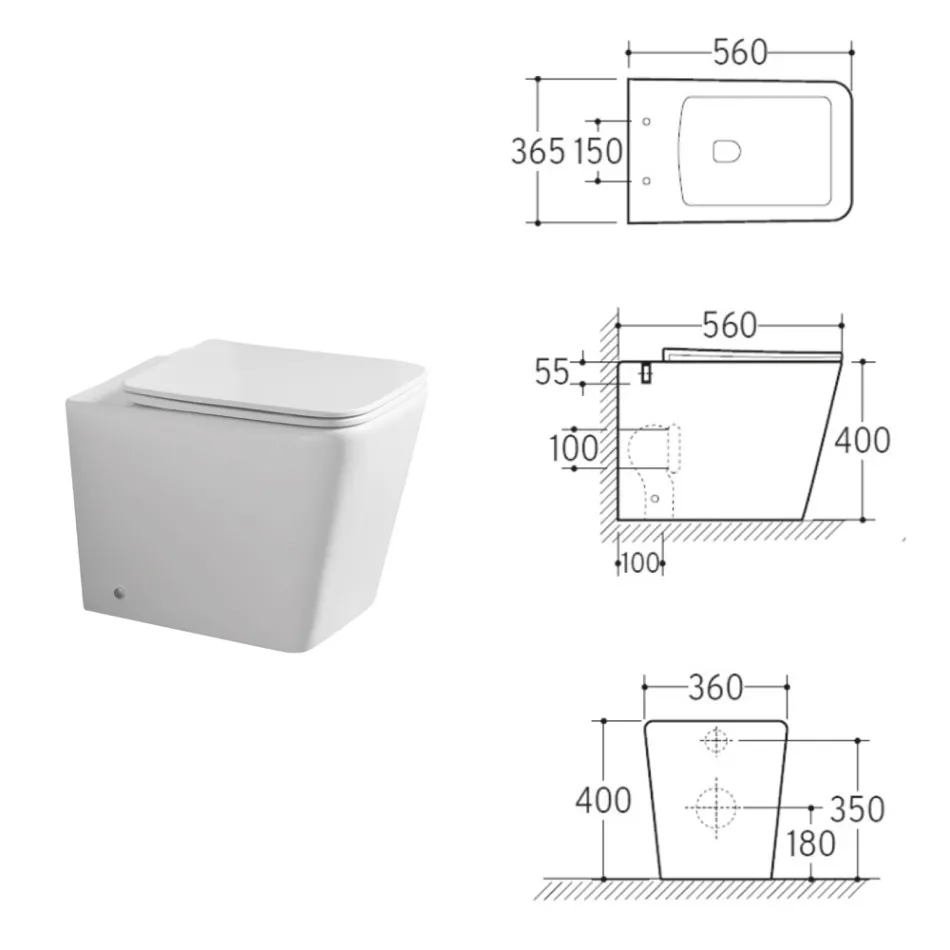 Floor-mounted toilet with soft-close ceramic seat and modern design - Giunco Viadurini