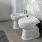 Modern White Ceramic Floor-Standing Toilet with Polyester Seat - Silica Viadurini