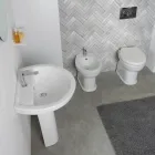 Modern White Ceramic Floor-Standing Toilet with Polyester Seat - Silica Viadurini