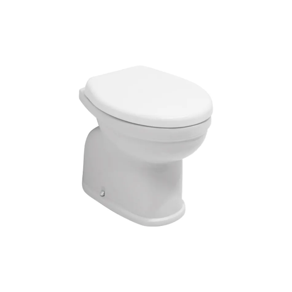 Modern White Ceramic Floor-Standing Toilet with Polyester Seat - Silica Viadurini