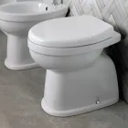 Modern White Ceramic Floor-Standing Toilet with Polyester Seat - Silica Viadurini