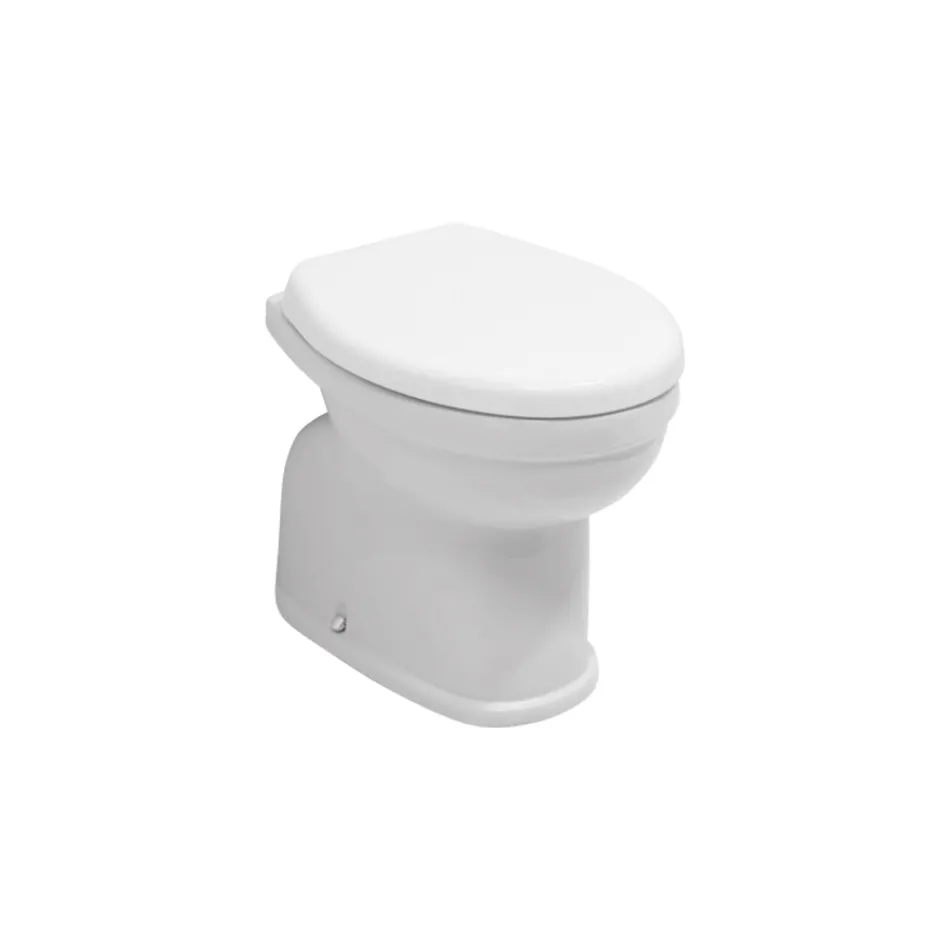 Floor-mounted ceramic toilet with polyester seat and modern design - Silica Viadurini