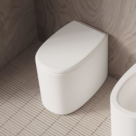 Floor-standing ceramic toilet bowl in various colors, made in Italy - Girl Viadurini