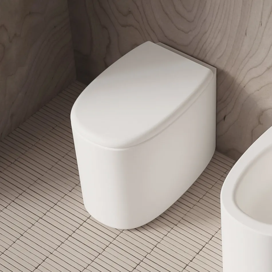 Floor-standing ceramic toilet bowl in various colors, made in Italy - Girl Viadurini