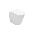 Rimless Floor-Mounted Toilet with Soft-Close Seat in White Ceramic - Juniper   Viadurini