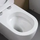 Floor-mounted toilet with soft-close seat in white ceramic - Elm Viadurini