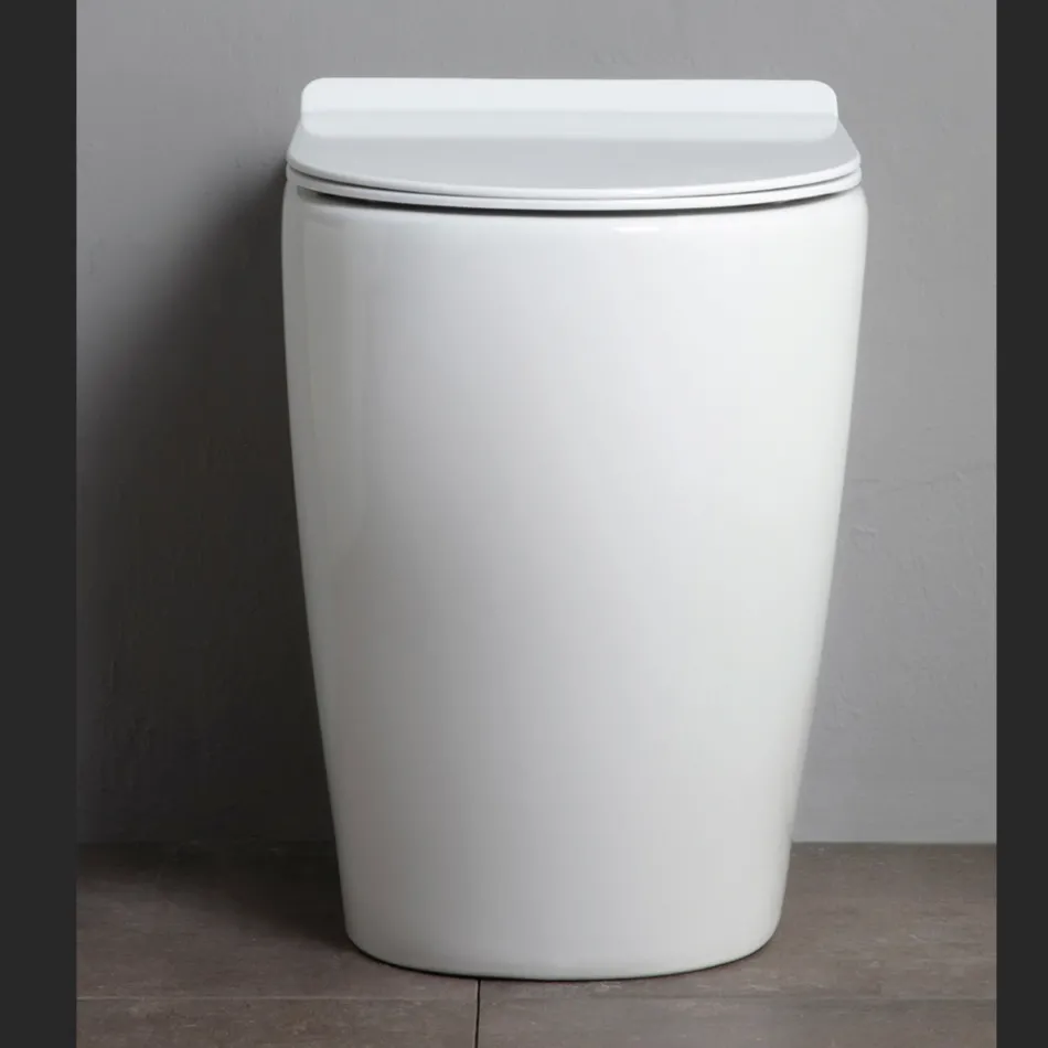 Oleander Ceramic Toilet with Slide-Out Flush and Soft-Close Seat Viadurini