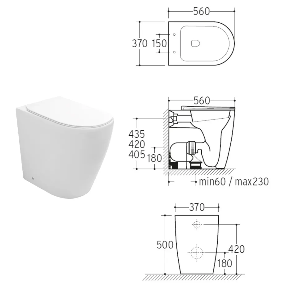 Oleander Ceramic Toilet with Slide-Out Flush and Soft-Close Seat Viadurini
