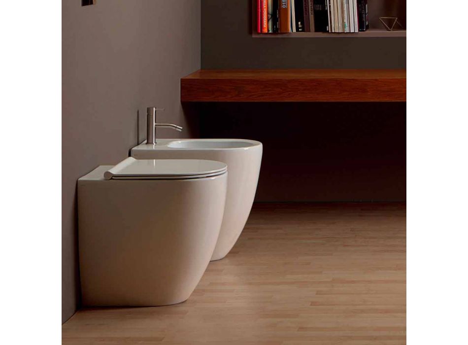 Modern design white ceramic toilet bowl Shine Square H50 Rimless Viadurini