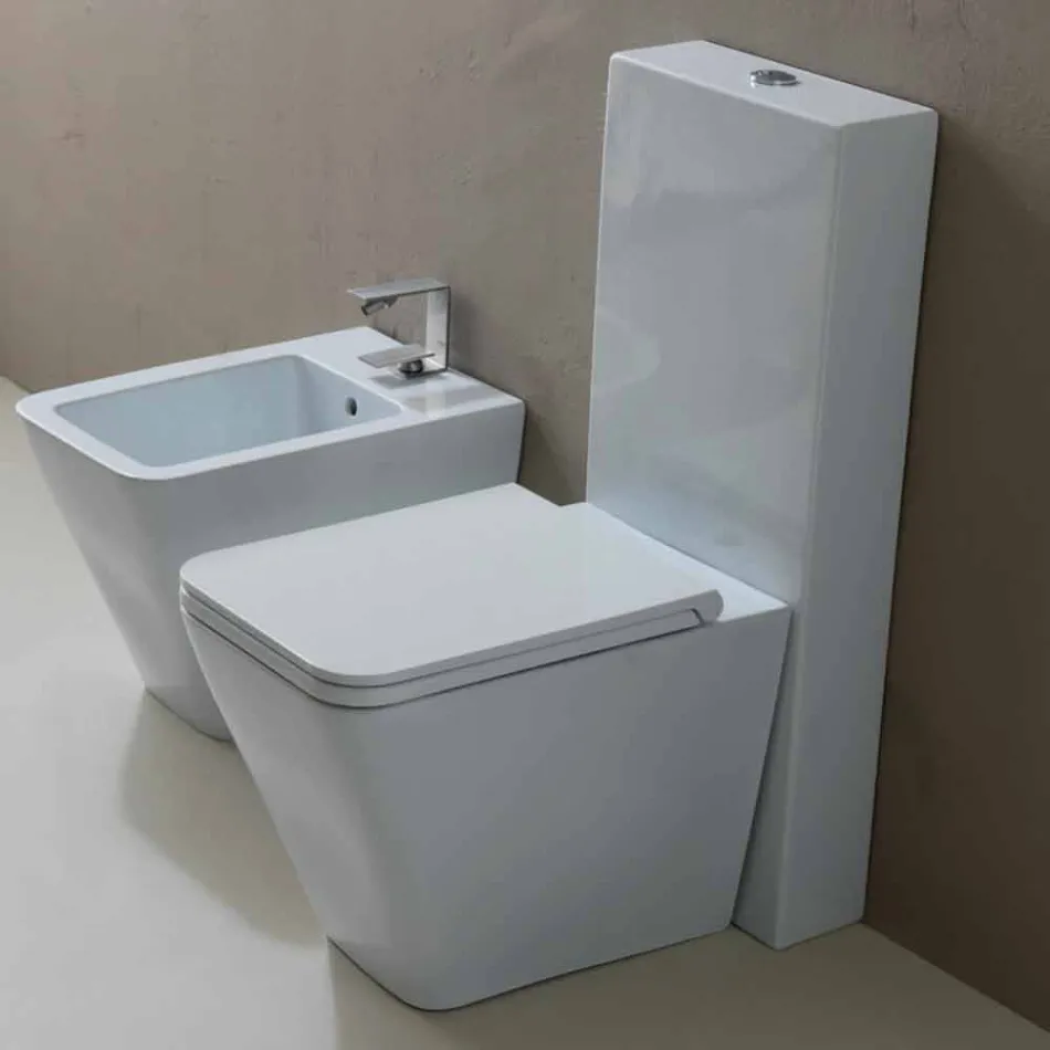 Modern design white ceramic WC Sun Square, made in Italy Viadurini