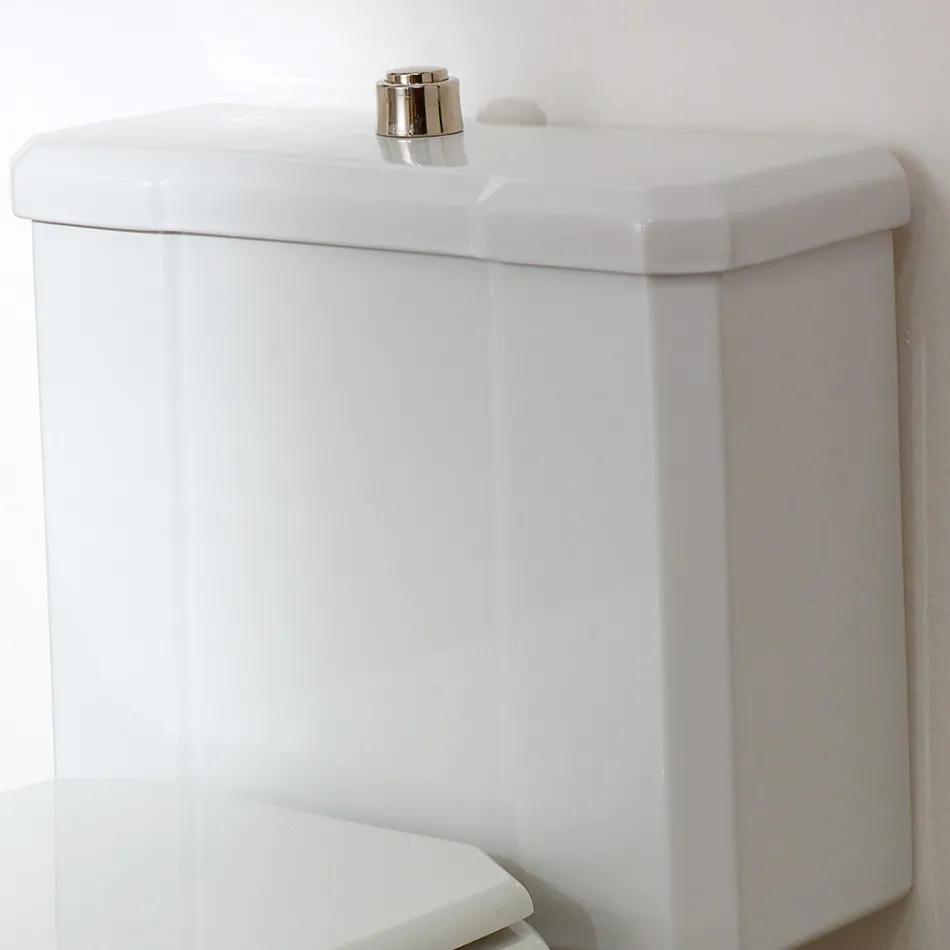 White Ceramic Toilet Jar with Cassette, Made in Italy - Nausica Viadurini