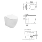 Aster White Ceramic Rimless Floor-Mounted Toilet with Soft-Close Seat   Viadurini