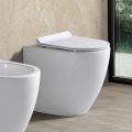 Aster White Ceramic Rimless Floor-Mounted Toilet with Soft-Close Seat  