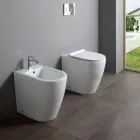 Rimless Toilet with Soft-Close Thermoset Ceramic Seat - Oleander Viadurini