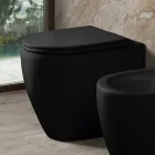 Aster Two-Color Matt Ceramic Rimless Toilet with Soft-Close Seat   Viadurini