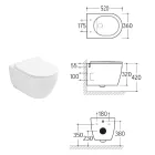 Aster White Ceramic Wall-Hung Rimless Toilet with Soft-Close Seat Viadurini