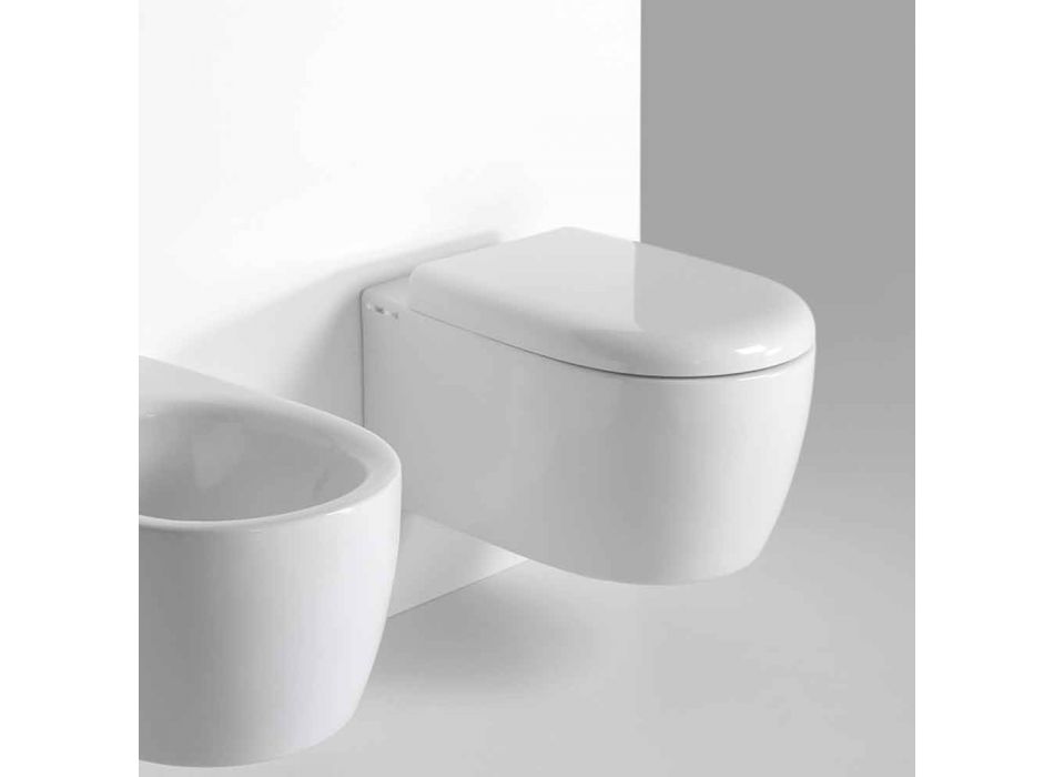 Modern Design Wall Hung WC in Colored Ceramic Made in Italy - Lauretta Viadurini