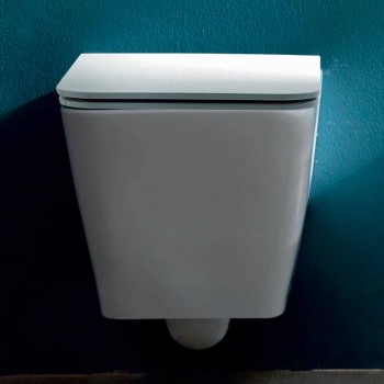Ceramic wall-hung toilet, modern design, Sun Square made in Italy