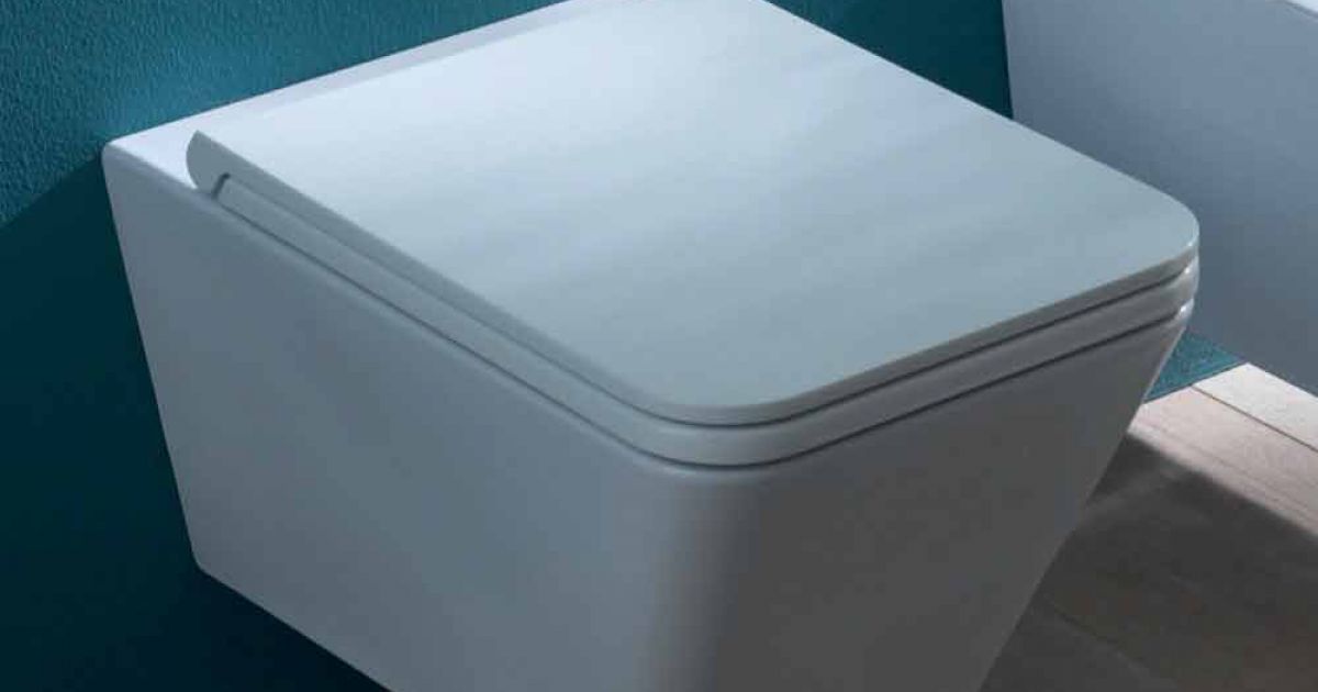 Modern design ceramic wall hung WC, Sun Square, made in Italy