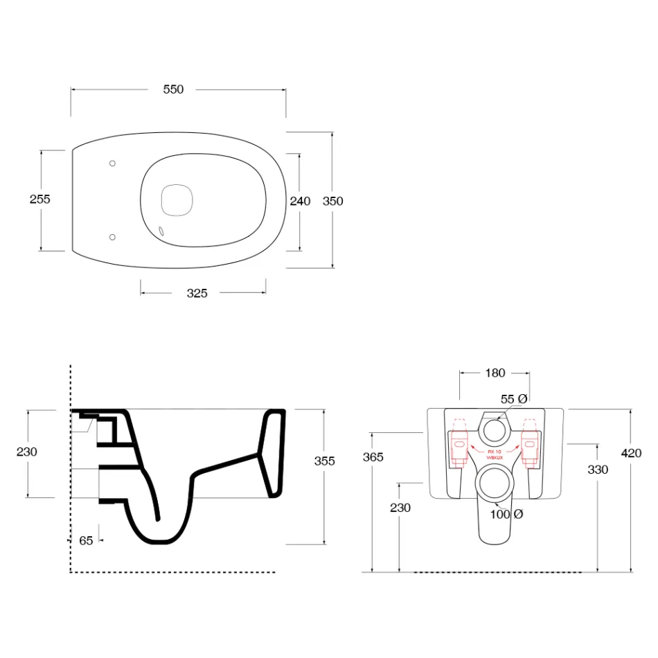 Wall-Hung Ceramic Toilet Bowl in Various Colors Made in Italy - Girl Viadurini