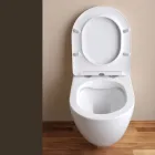 Wall-Hung Rimless Toilet with Soft-Close Ceramic Seat - Juniper   Viadurini