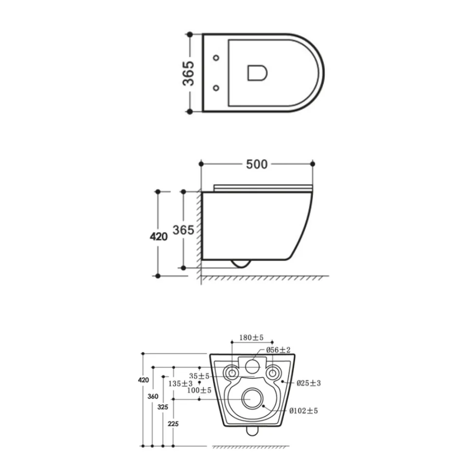 Wall-Hung Rimless Toilet with Soft-Close Ceramic Seat - Juniper   Viadurini