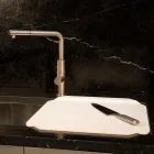 Kitchen Tray or Cutting Board in White Corian Made in Italy Design - Ivanova Viadurini