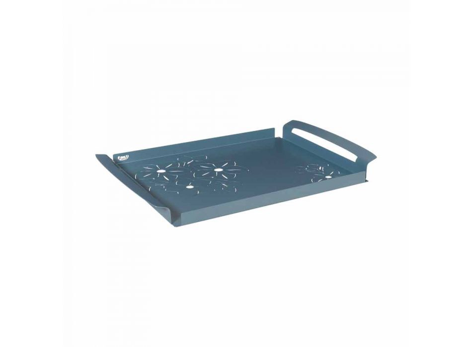 Serving Tray with Flowers in White, Blue or Mud Iron - Marken Viadurini