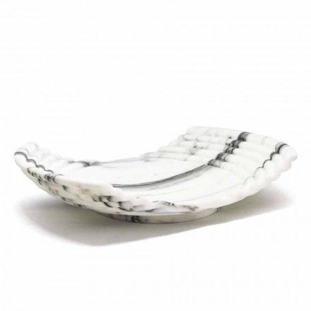 Curved Decorative Tray in Arabescato Marble Made in Italy - Clifton Viadurini