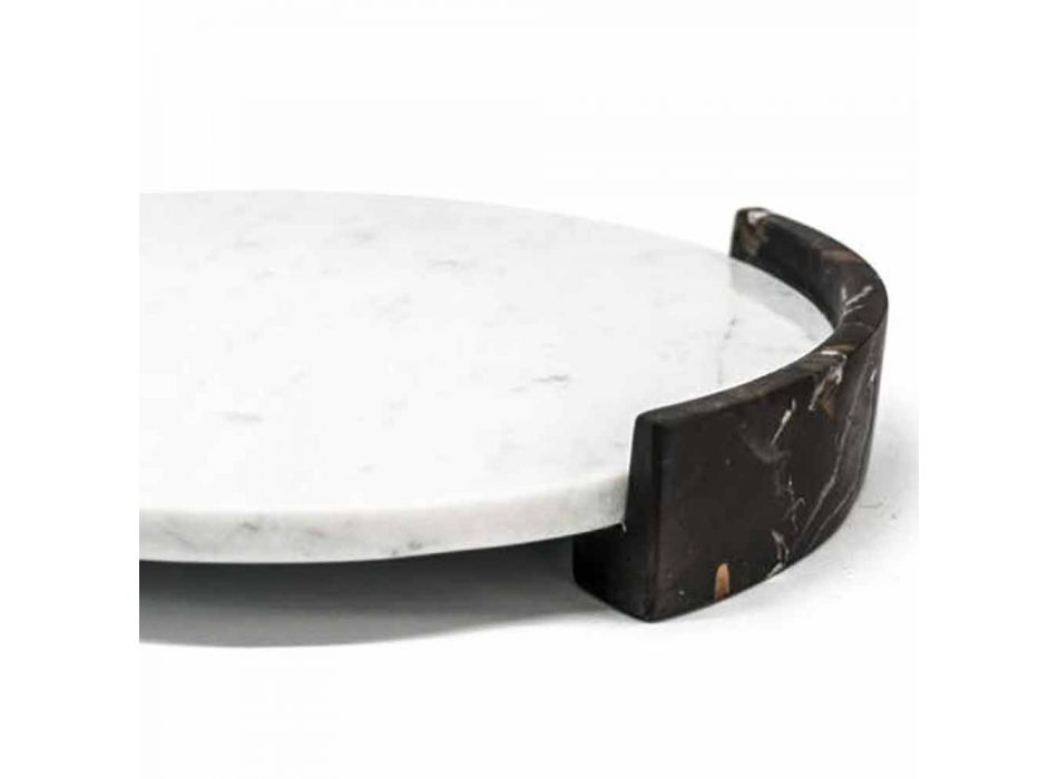Modern Round Tray in White Carrara Marble Made in Italy - Chet Viadurini