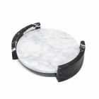 Modern Round Tray in White Carrara Marble Made in Italy - Chet Viadurini