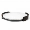Modern Round Tray in White Carrara Marble Made in Italy - Chet