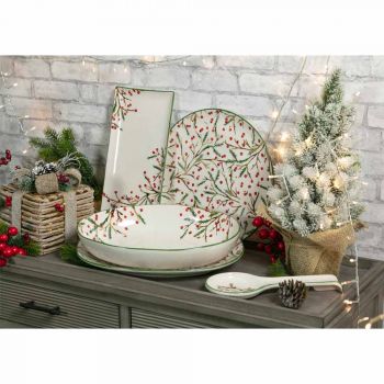 Christmas Tray Oval Porcelain Serving Plate 2 Pieces - Butcher's Broom