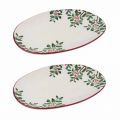 Christmas Tray or Oval Serving Plate in Porcelain 2 Pieces - Pungitopo