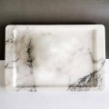 Rectangular Tray in Modern Veined White Marble Made in Italy - Stora