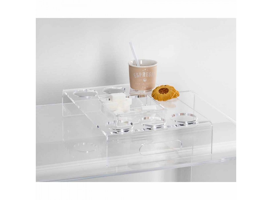 Raised Tray in Transparent Plexiglass 6 or 8 Coffee Design 2 Pieces - Cracco Viadurini