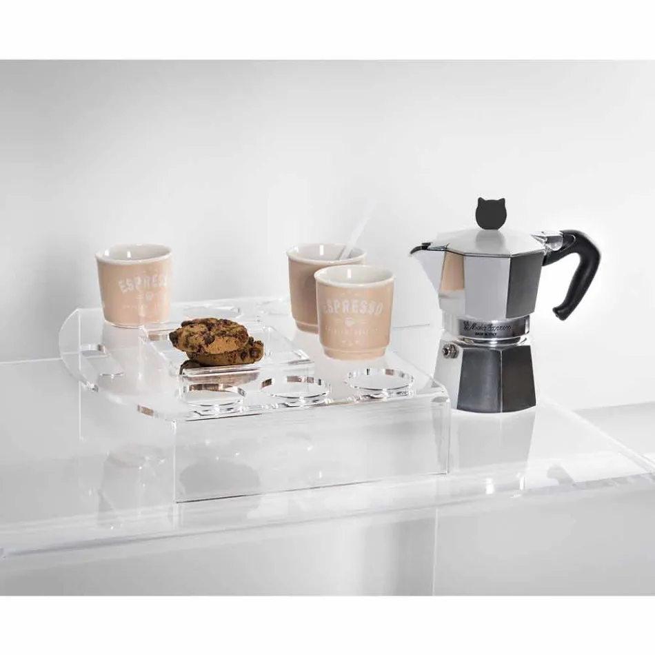 Raised Tray in Transparent Plexiglass 6 or 8 Coffee Design 2 Pieces - Cracco Viadurini